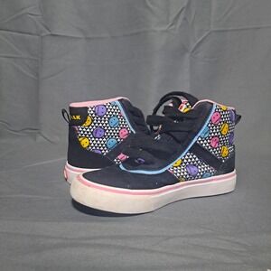 Airwalk Little Girl Size 1 High Top Skate Sneakers Black Multi Print Smiley Face